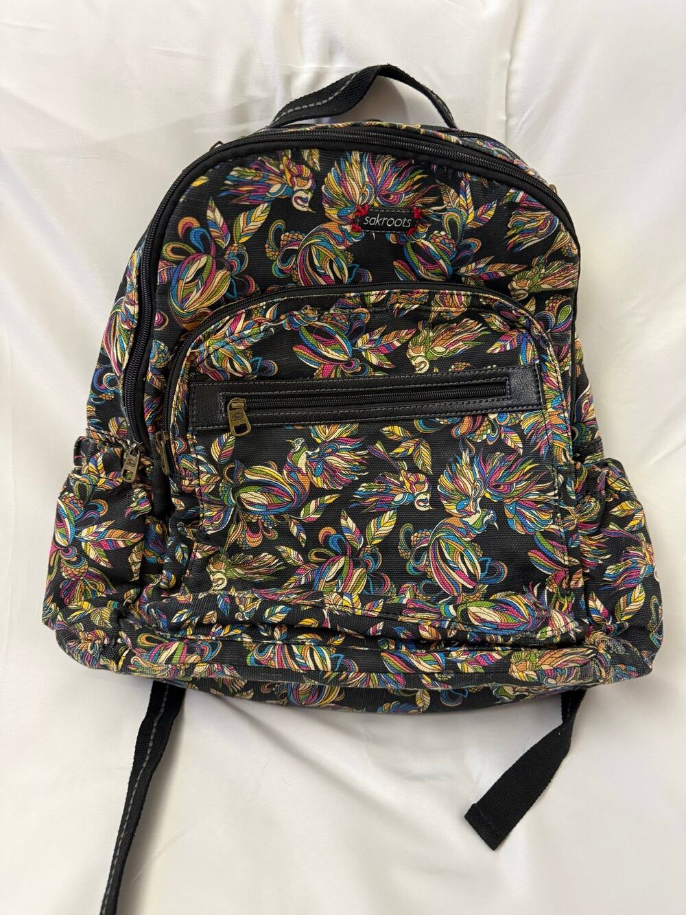 Sakroots Multicolor Phoenix Bird Floral Canvas Backpack Boho Travel School Bag